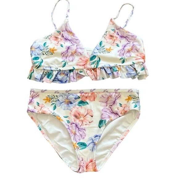 CHELSEA & VIOLET Girls Floral Bikini 10 NWOT